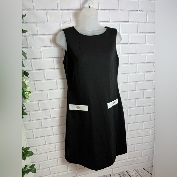 Tommy Hilfiger Black - white Sleeveless Shift Classic  Dress - Size 4 - Picture 8 of 10